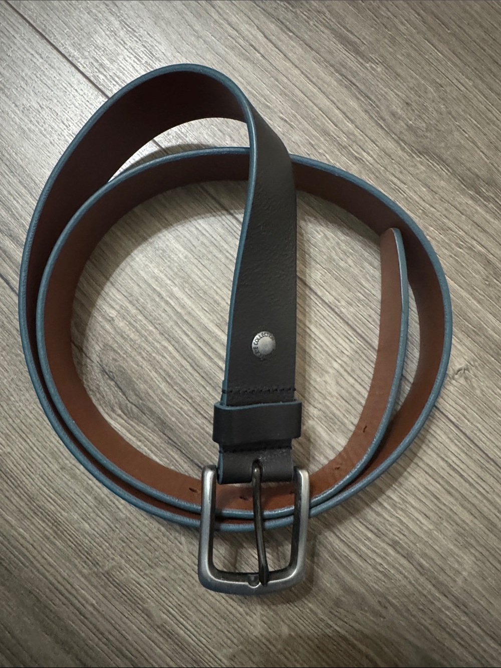 Hawker Rye Reversible Black and Brown Leather Men's Belt with Blue Edge